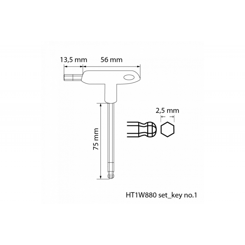Набір ключів тип Т із кульовим наконечником 8 шт Hogert (HT1W880)