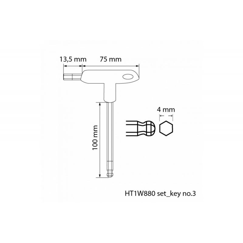 Набір ключів тип Т із кульовим наконечником 8 шт Hogert (HT1W880)