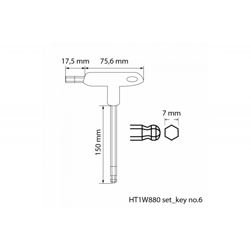 Набір ключів тип Т із кульовим наконечником 8 шт Hogert (HT1W880)