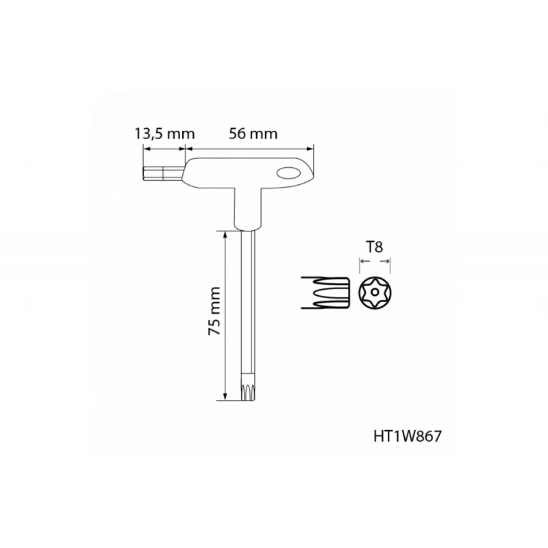 Ключ torx security типу "Т" довгий tt8 Hogert (HT1W867)