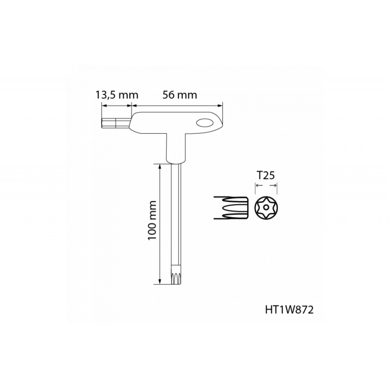 Ключ torx security типу "т" довгий tt25 Hogert (HT1W872)