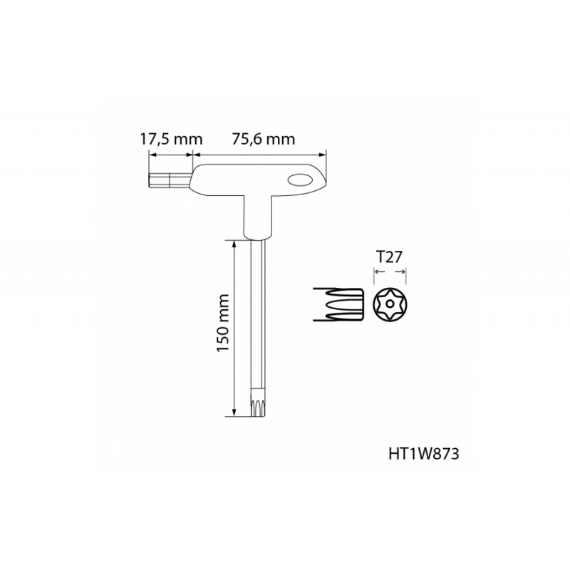 Ключ Torx Security типу "Т" довгий TT27 Hogert (HT1W873)