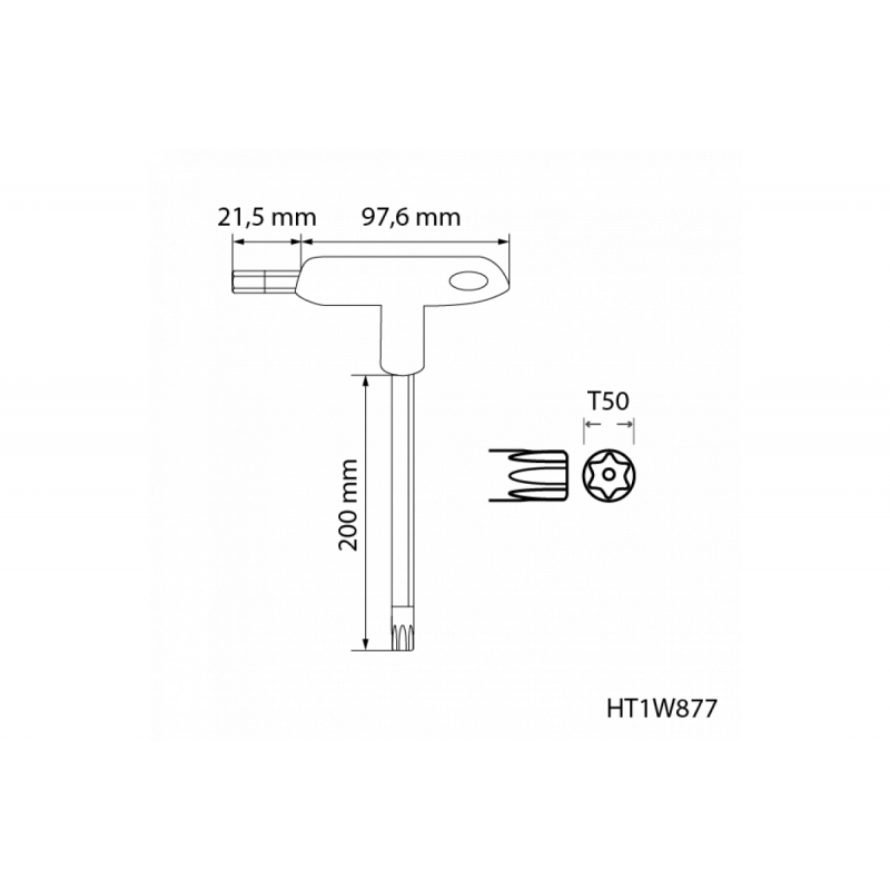 Ключ torx security типу "Т" довгий tt50 Hogert (HT1W877)