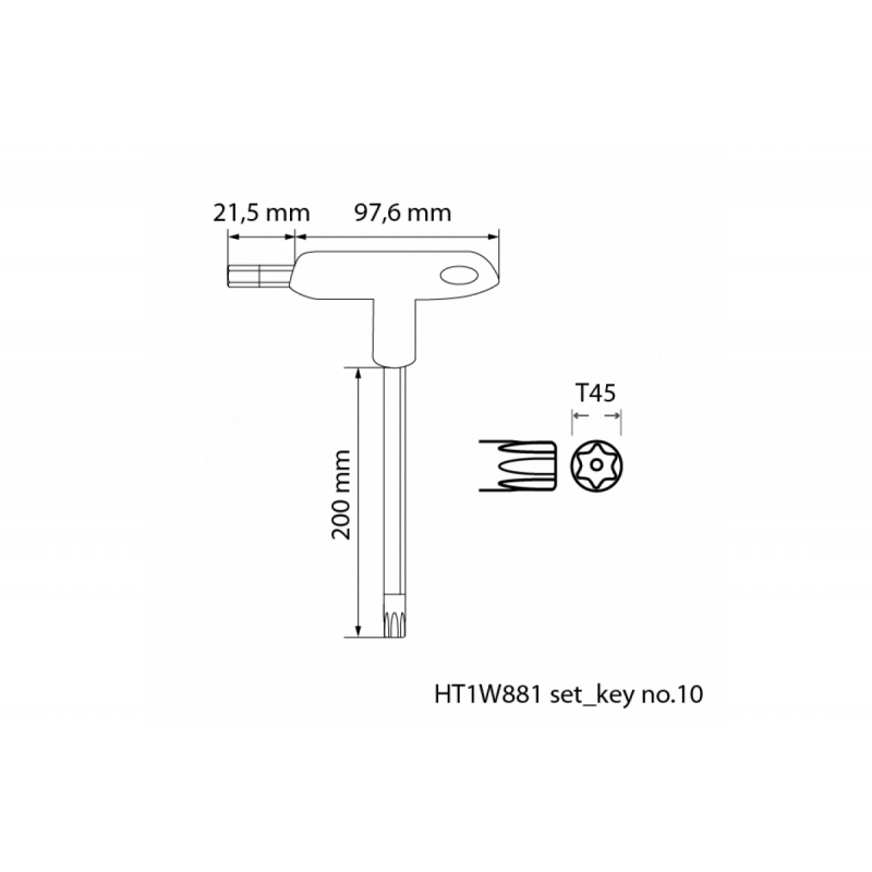 Набір ключів torx security тип t 10 шт Hogert (HT1W881)