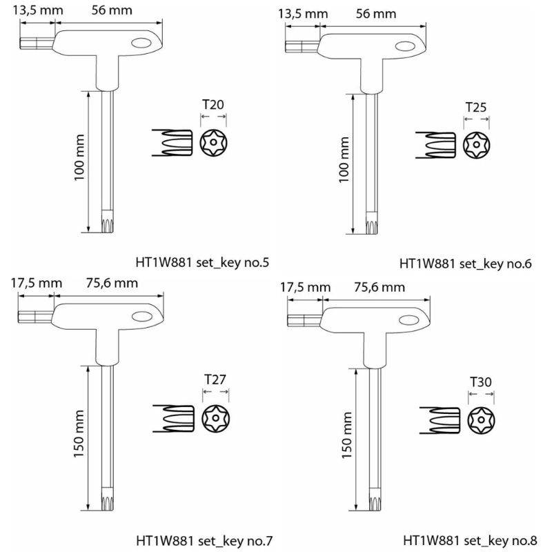 Набор ключей torx security тип t 10 шт Hogert (HT1W881)