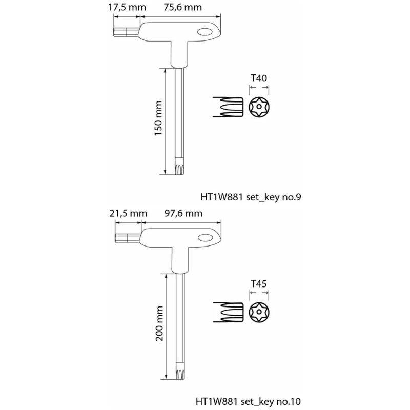 Набор ключей torx security тип t 10 шт Hogert (HT1W881)