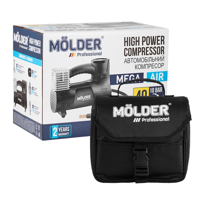 Автомобільний компресор однопоршневий MOLDER для накачування шин R13-R19 10 Атм 40 л/хв 170 Вт (MA25120)