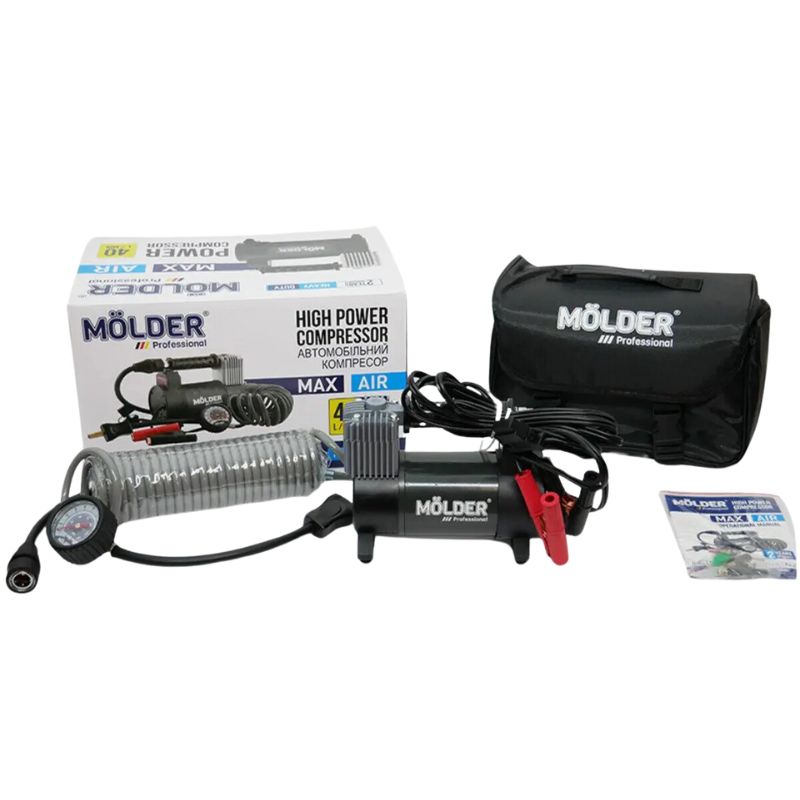 Автомобільний компресор однопоршневий MOLDER для накачування шин R13-R19 10 Атм 40 л/хв 170 Вт (MA25130)