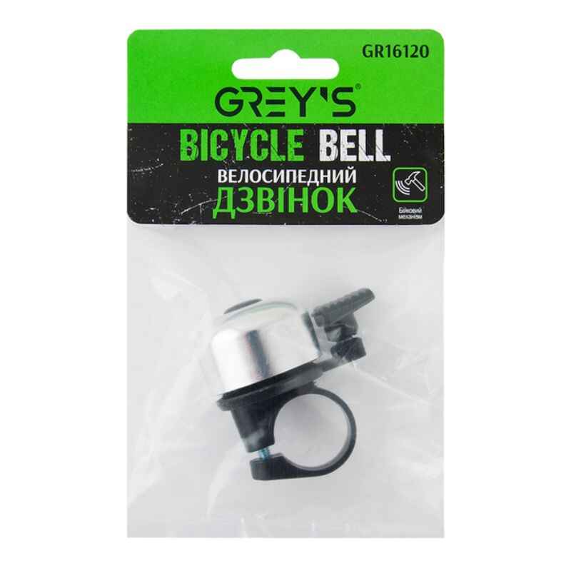 Дзвінок велосипедний Grey's велодзвінок механічний з кріпленням колір хром (GR16120)