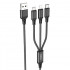 Кабель USB Hoco X76 3-in-1 IP+Type-C+Micro 2A (Черний)