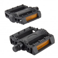 Педалі для велосипеда 95 x 80 x 23 мм GREY'S велопедалі з рефлектором з поліпропілену Чорні 2 шт (GR14130)