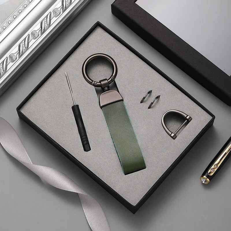 Брелок для ключів авто шкіряний RG з карабіном хакі (BR-2GR)