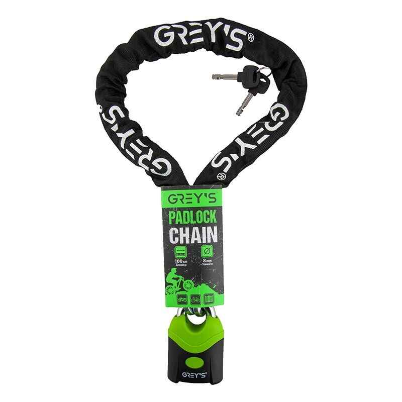 Замок на велосипед ланцюговий 1000мм Grey's з навісним замком і 2 ключами (GR40810)