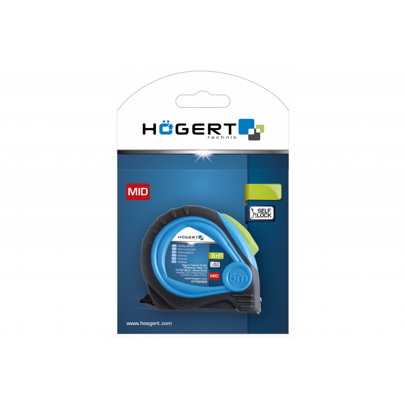 Рулетка 8 м х 25 мм покрита нейлоном стопор стрічки з магнітом Hogert (HT4M428)