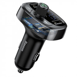 FM модулятор Bluetooth трансмітер для авто 2.4A 2USB Baseus чорний (CCAL-TM01)