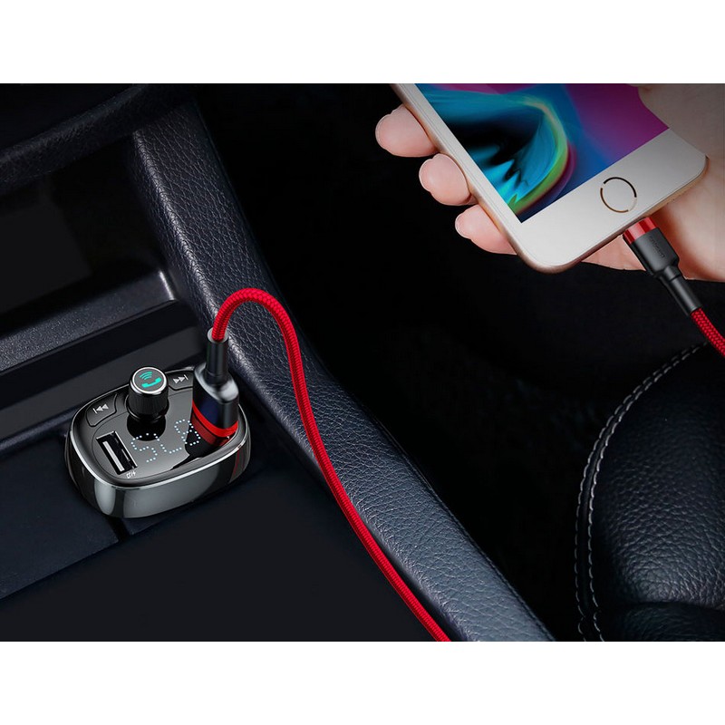 FM модулятор Bluetooth трансмітер для авто 2.4A 2USB Baseus чорний (CCAL-TM01)