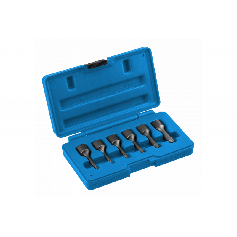 Набір екстракторів для видалення зламаних та пошкоджених болтів 6 предметів Hogert (HT8G402)