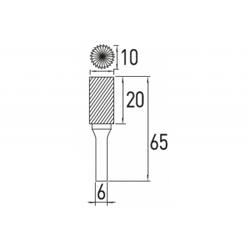 Борфреза з торцевою насічкою B 10x20 mm Hogert (HT6D582)