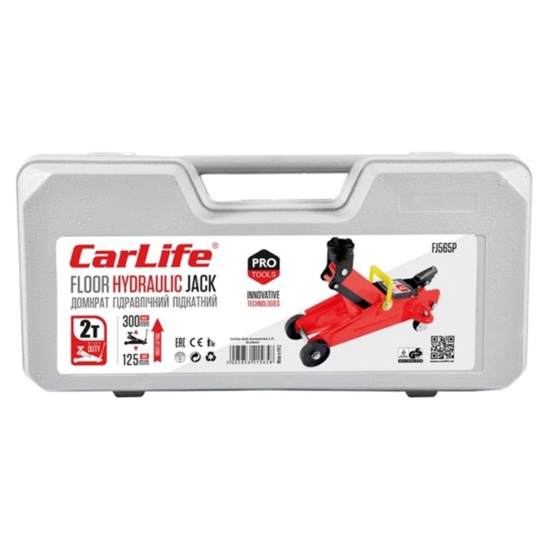 Домкрат гідравлічний підкатний 2т CarLife 125-305мм для автомобіля в пластиковій упаковці (FJ565P)