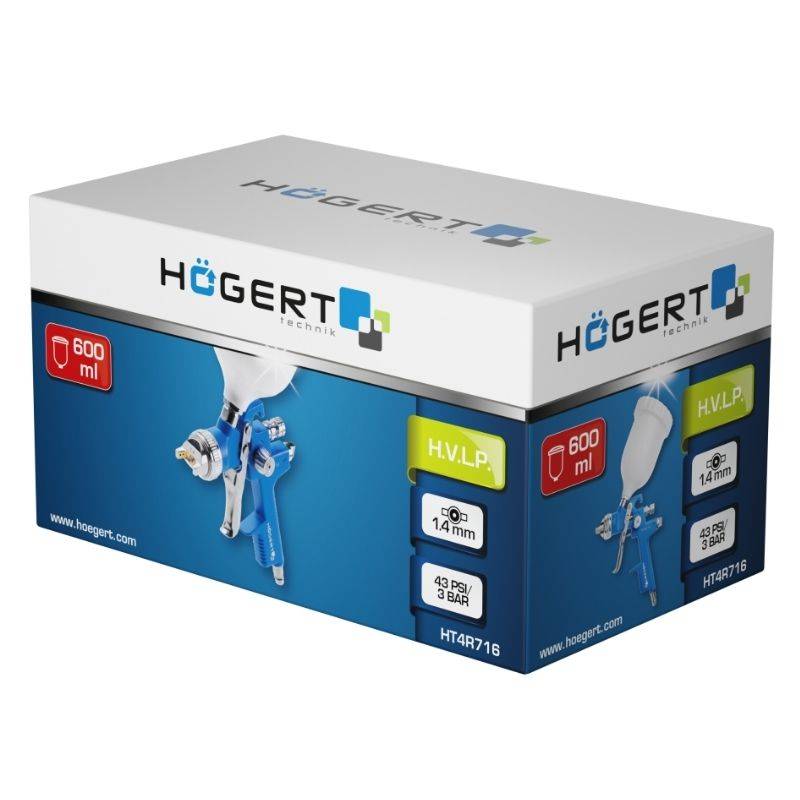 Пневматический краскопульт с верхним бачком 600 мл Hogert (HT4R716)