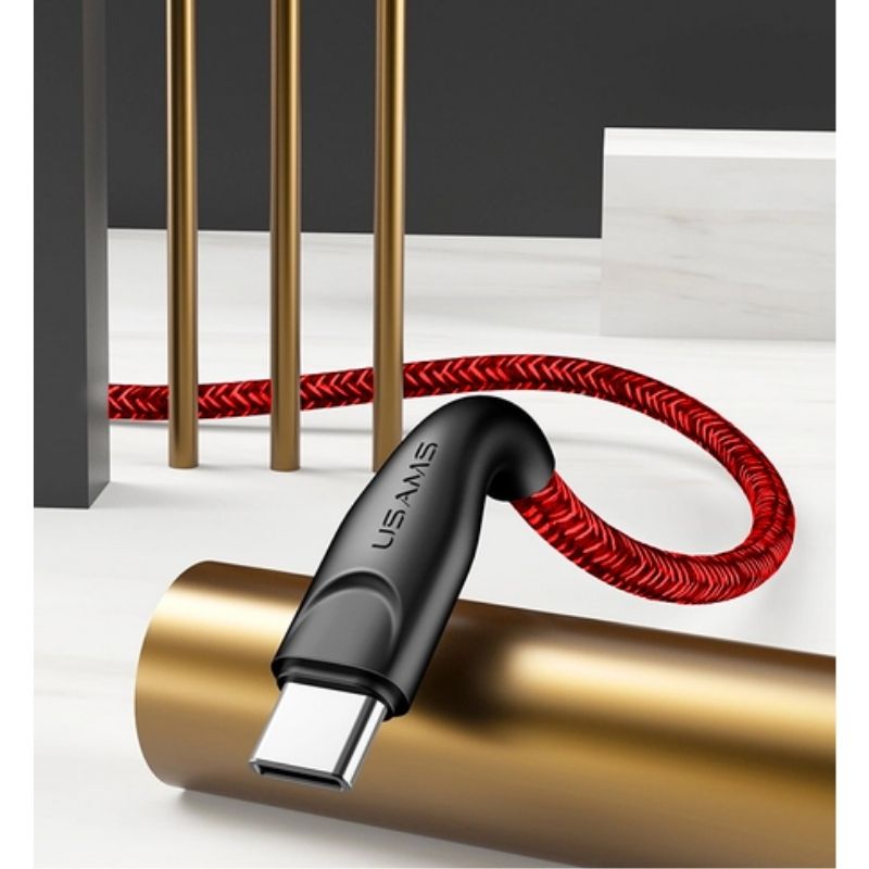 Кабель синхронізації Usams Type-C плетений 2м червоний (SJ395USB02)