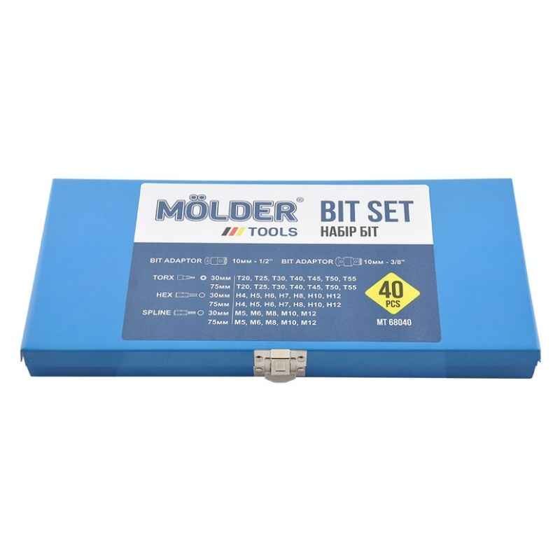 Набор бит и шестигранников с держателем 1/2" 3/8" НEX Torx SPLINE Molder CrV 40шт (MT68040)