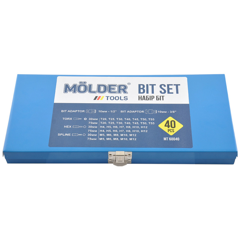 Набір біт і шестигранників з тримачем 1/2« 3/8» НЕХ Torx SPLINE Molder CrV 40шт (MT68040)