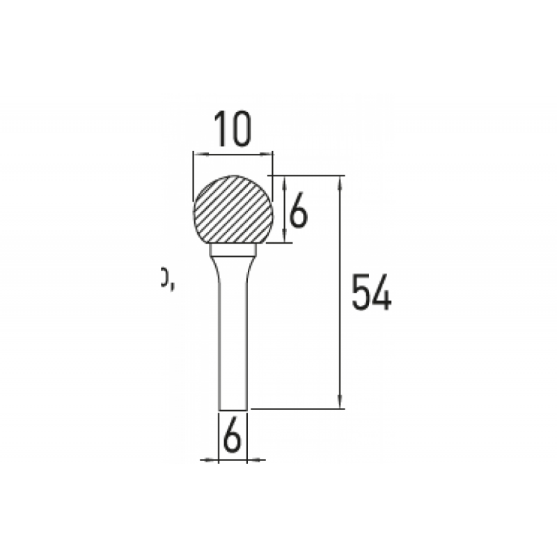Борфреза куляста D 10x9 Hogert (HT6D589)