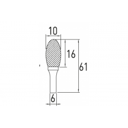 Борфреза овальна E 10x16 Hogert (HT6D591)