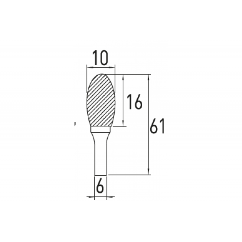 Борфреза овальна E 10x16 Hogert (HT6D591)