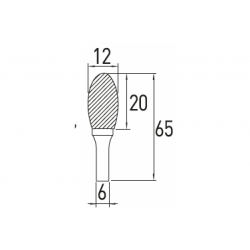 Борфреза овальна E 12x20 Hogert (HT6D592)