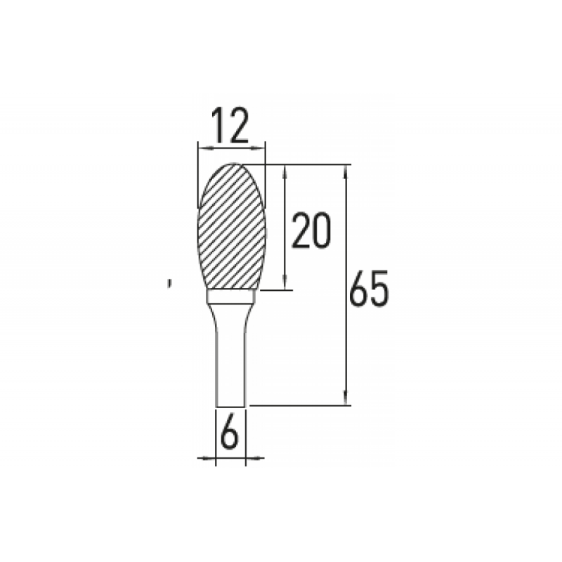 Борфреза овальна E 12x20 Hogert (HT6D592)