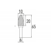 Борфреза закруглена конусна F 10x20 Hogert (HT6D593)