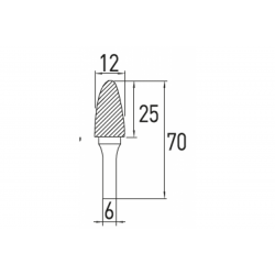 Борфреза закруглена конусна F 12x25 Hogert (HT6D594)