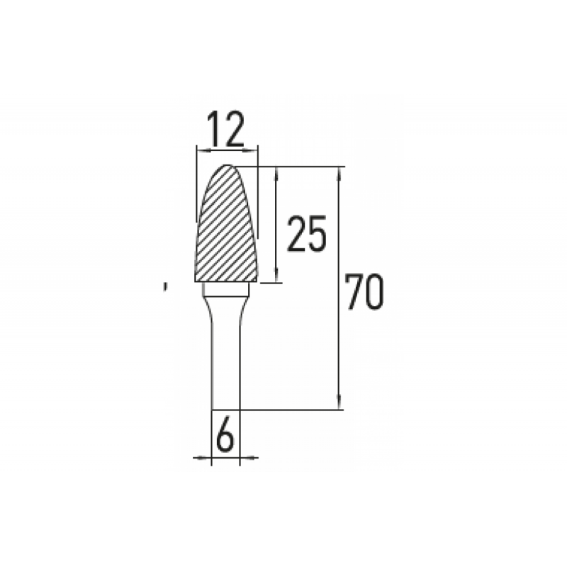 Борфреза закруглена конусна F 12x25 Hogert (HT6D594)