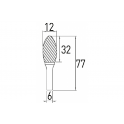 Борфреза форма полум'я H Hogert (HT6D598)