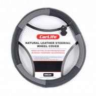 Чохол для керма Xl шкіра чорний із сірими вставками Carlife (SW228XL)