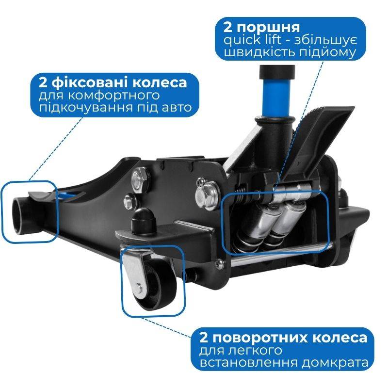 Домкрат гідравлічний підкатний 3.5т Hogert 85-595мм професійний для автомобіля (HT8G061)