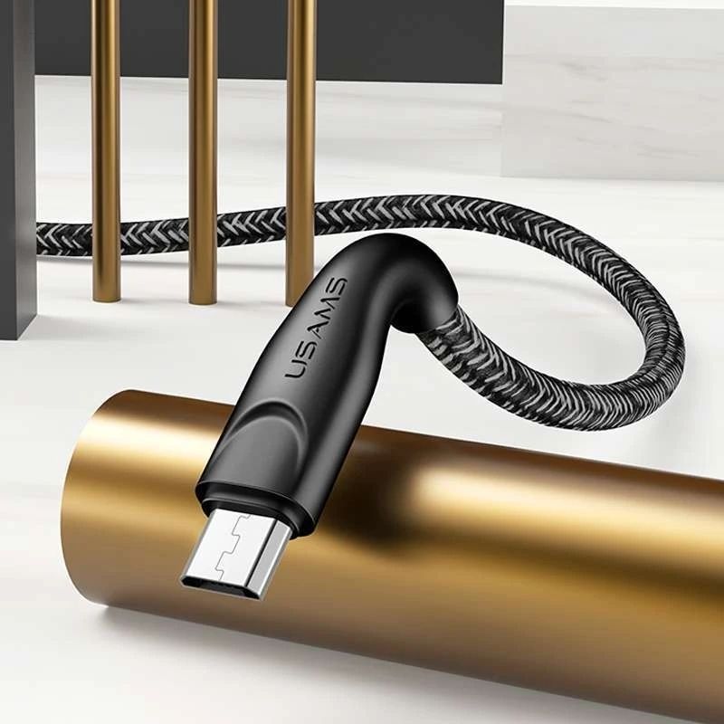 Кабель синхронізації Usams U41 Micro плетений кабель для передачі даних та зарядки 2м чорний (SJ396USB01)