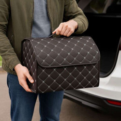 Органайзер в багажник автомобіля коричневий штучна шкіра 1 відділення на липучці 40смХ30смХ30см (44649/brown beige)