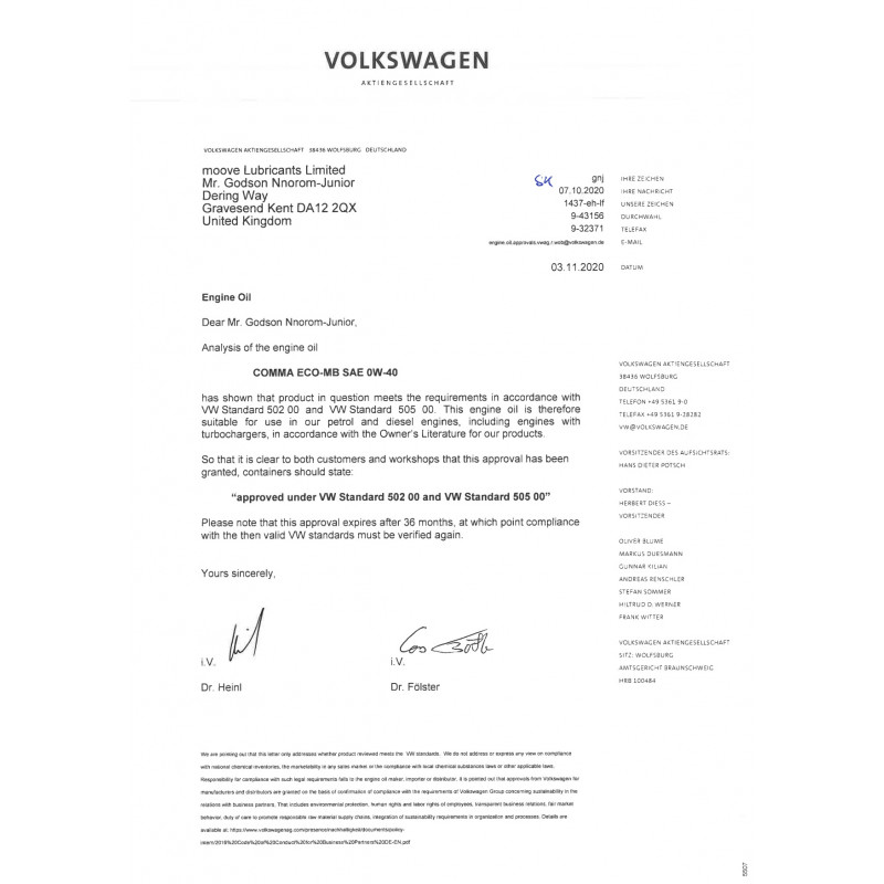 Моторна олива Comma ECO-MB 0W-40 API SN, ACEA A3/B4 5л (ECOMB5L)