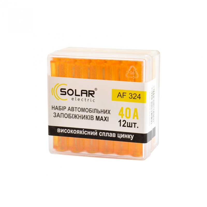 Запобіжники 40А Solar цинку 12шт (AF324)