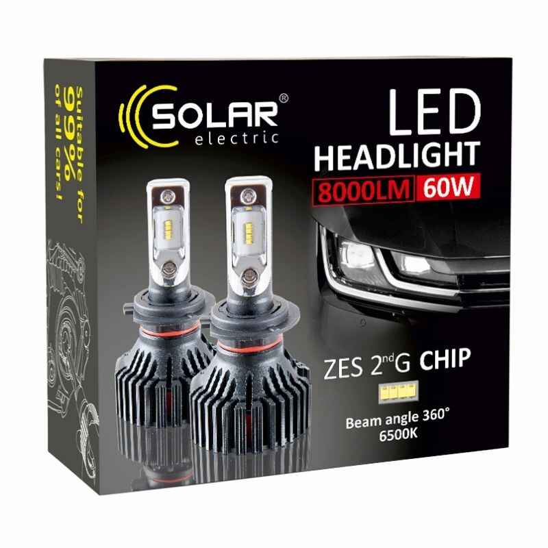 Світлодіодні автолампи H4/P43t LED SOLAR супер потужна 12/24V 6000K 8000Lm 60W Philips ZES (8304)