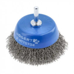 Щітка чашкова 50мм 4500об/хв Hogert пряма з нержавіючої сталі для дриля (HT7D703)