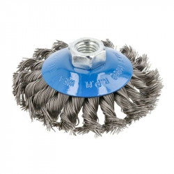 Щітка дискова по металу і дереву 115мм 12500об/хв Hogert кручена сталева для болгарки (HT7D725)