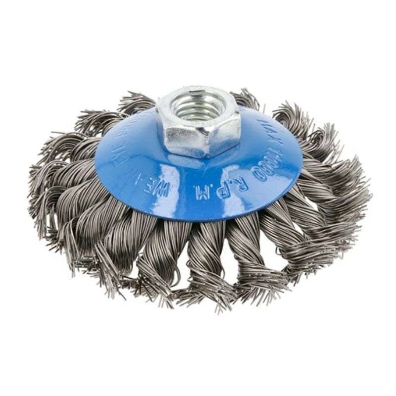 Щітка дискова по металу і дереву 115мм 12500об/хв Hogert кручена сталева для болгарки (HT7D725)