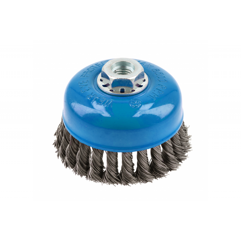 Щітка чашкова 100мм 8500об/хв Hogert кручена сталева для болгарки (HT7D735)