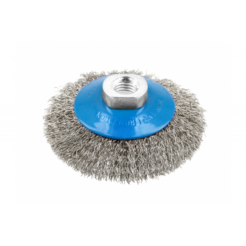 Щітка дискова по металу 100мм 12500об/хв Hogert пряма сталева для болгарки (HT7D740)