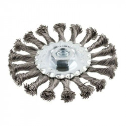 Щітка дискова по металу і дереву 115мм 12500об/хв Hogert кручена сталева для болгарки (HT7D741)