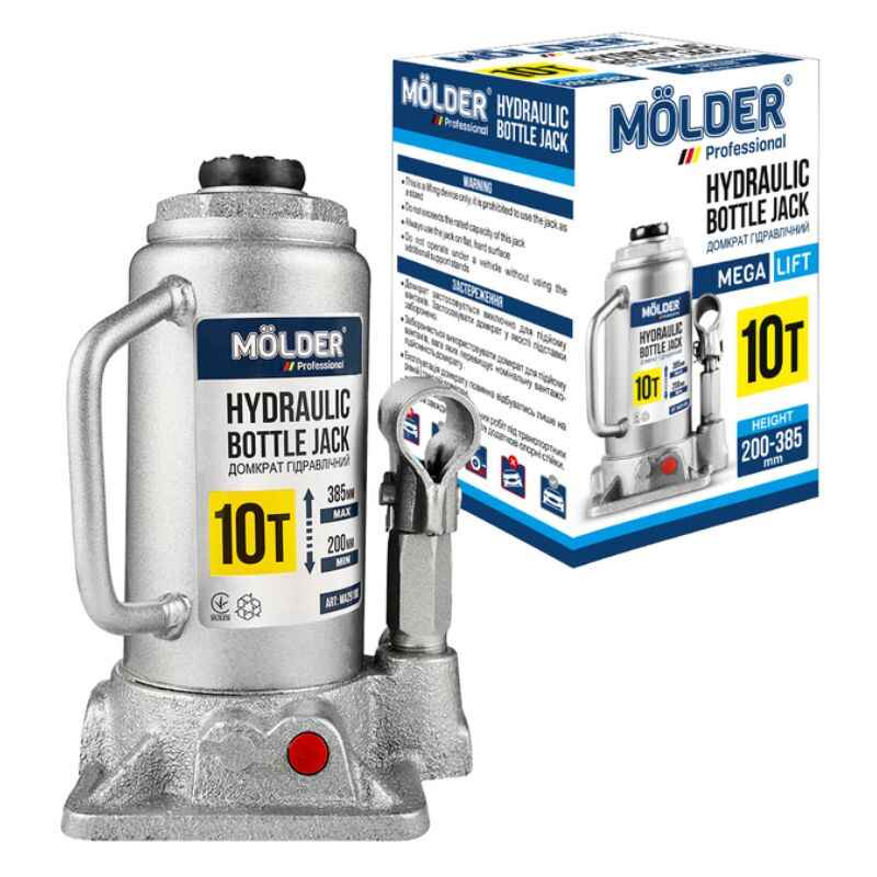 Домкрат гідравлічний підкатний 10т Molder 200-385мм для автомобіля в картонній упаковці (MA29100)